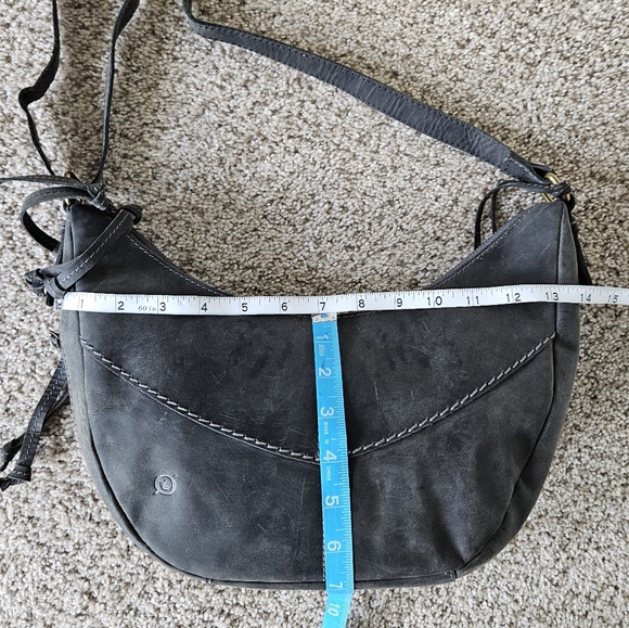 Born - Gray Leather Crossbody Sling Hobo Purse - Picture 6 of 8